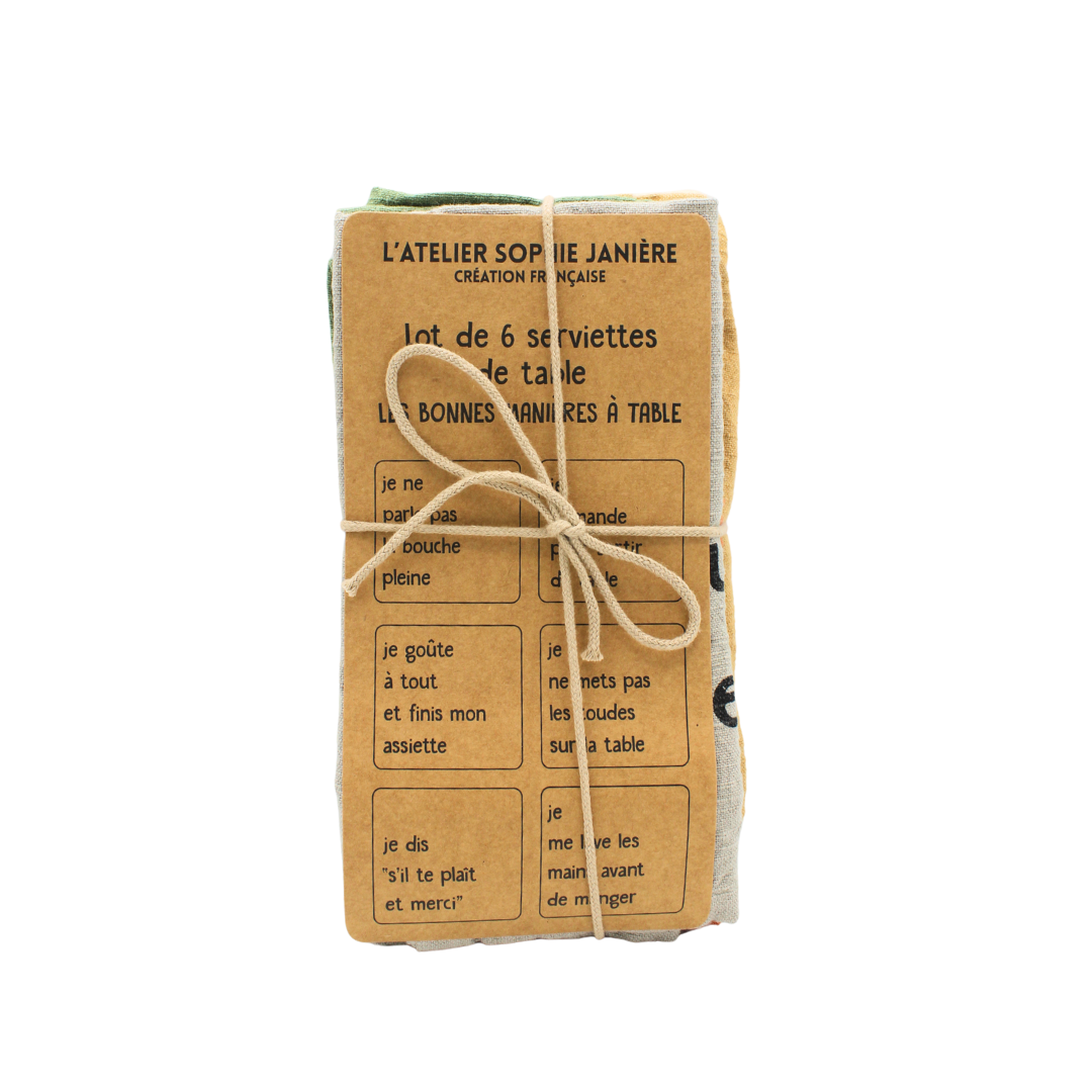 Lot de serviettes "Les bonnes manières à table"
