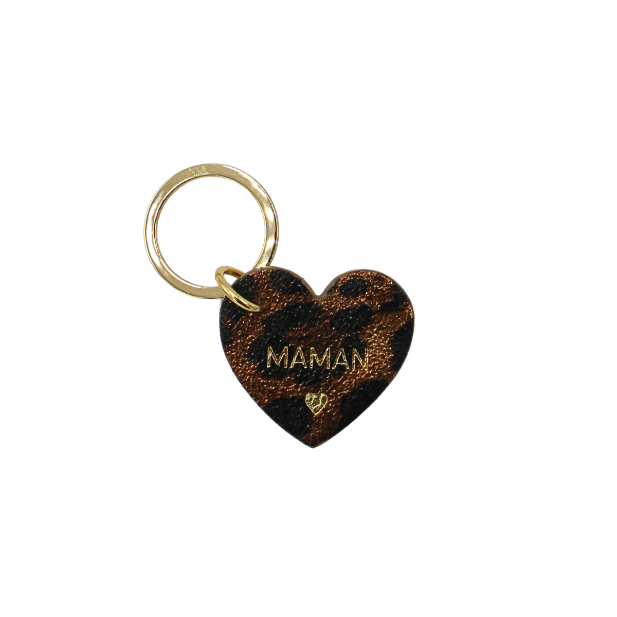 Porte-clés coeur en cuir "Maman"