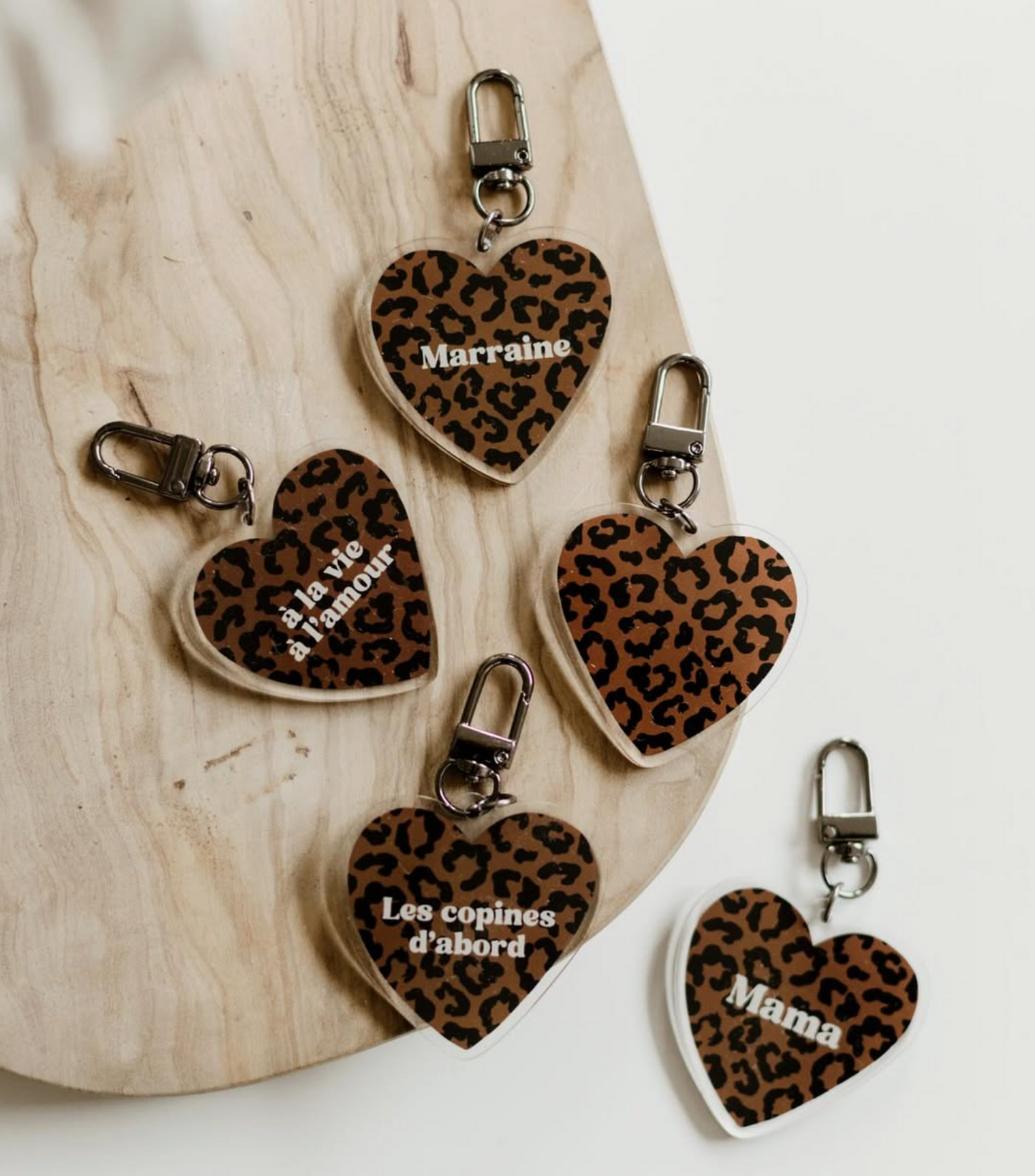 Porte-clés léopard "À la vie, à l'amour"