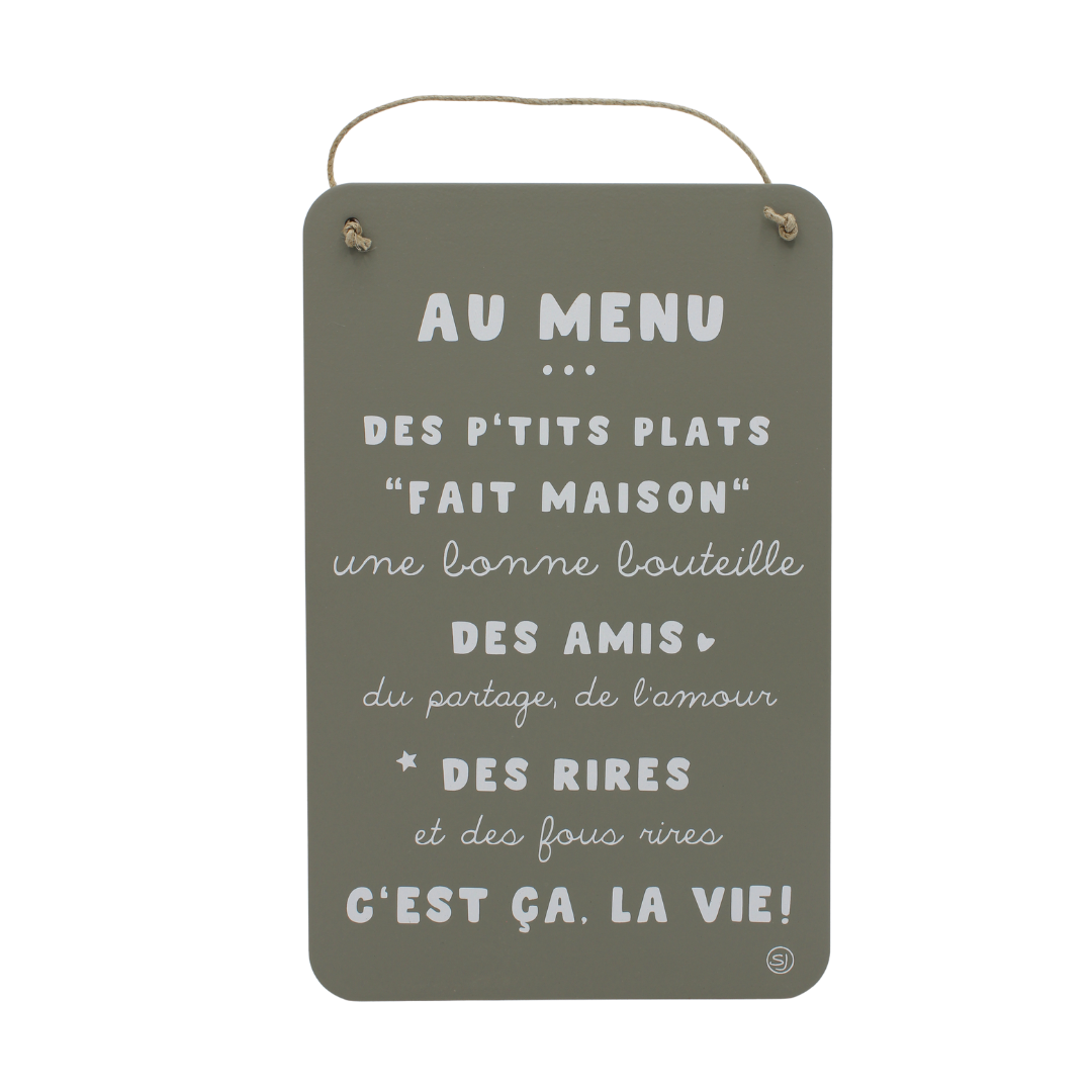 Pancarte à message "Au menu"