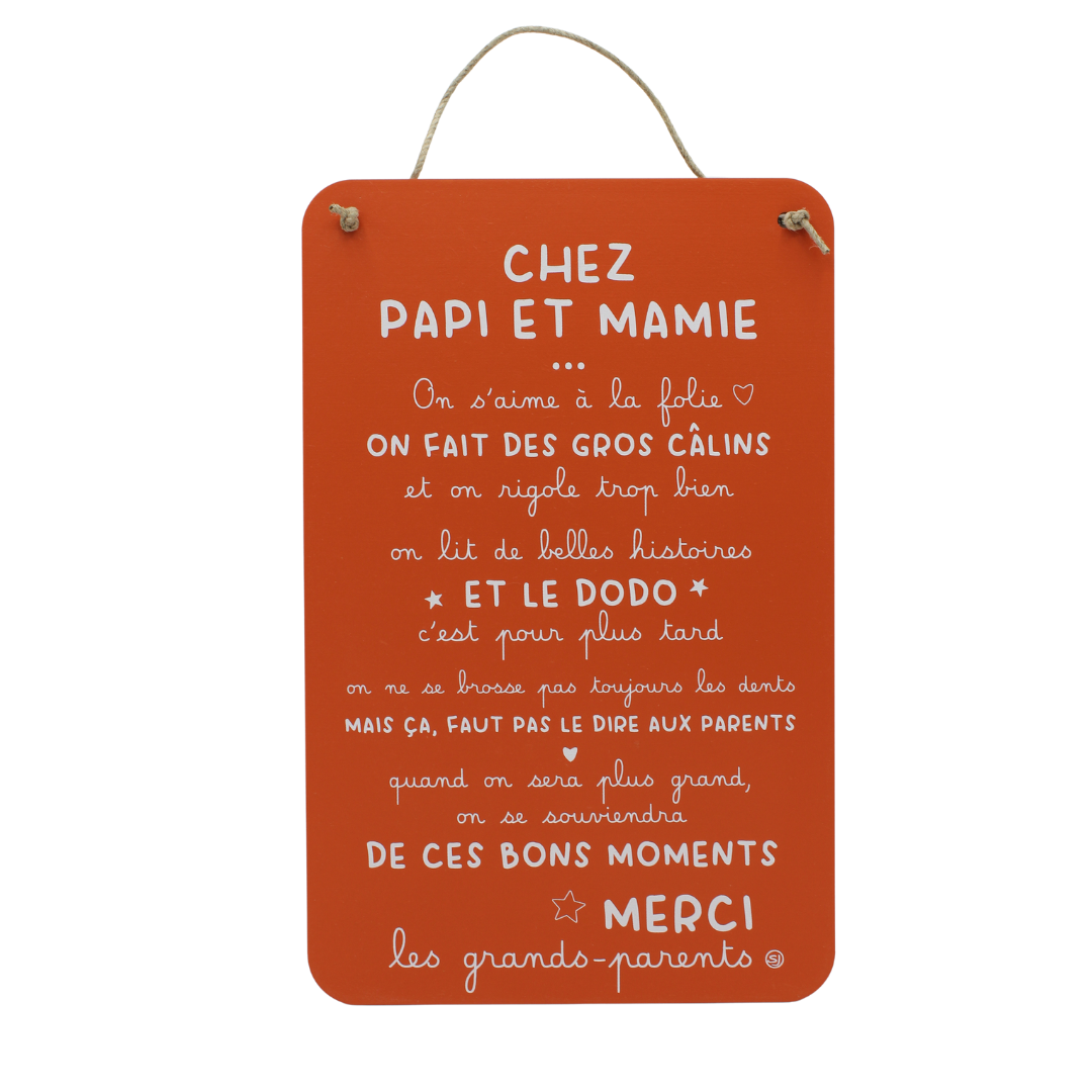 Pancarte à message "Papi et mamie"