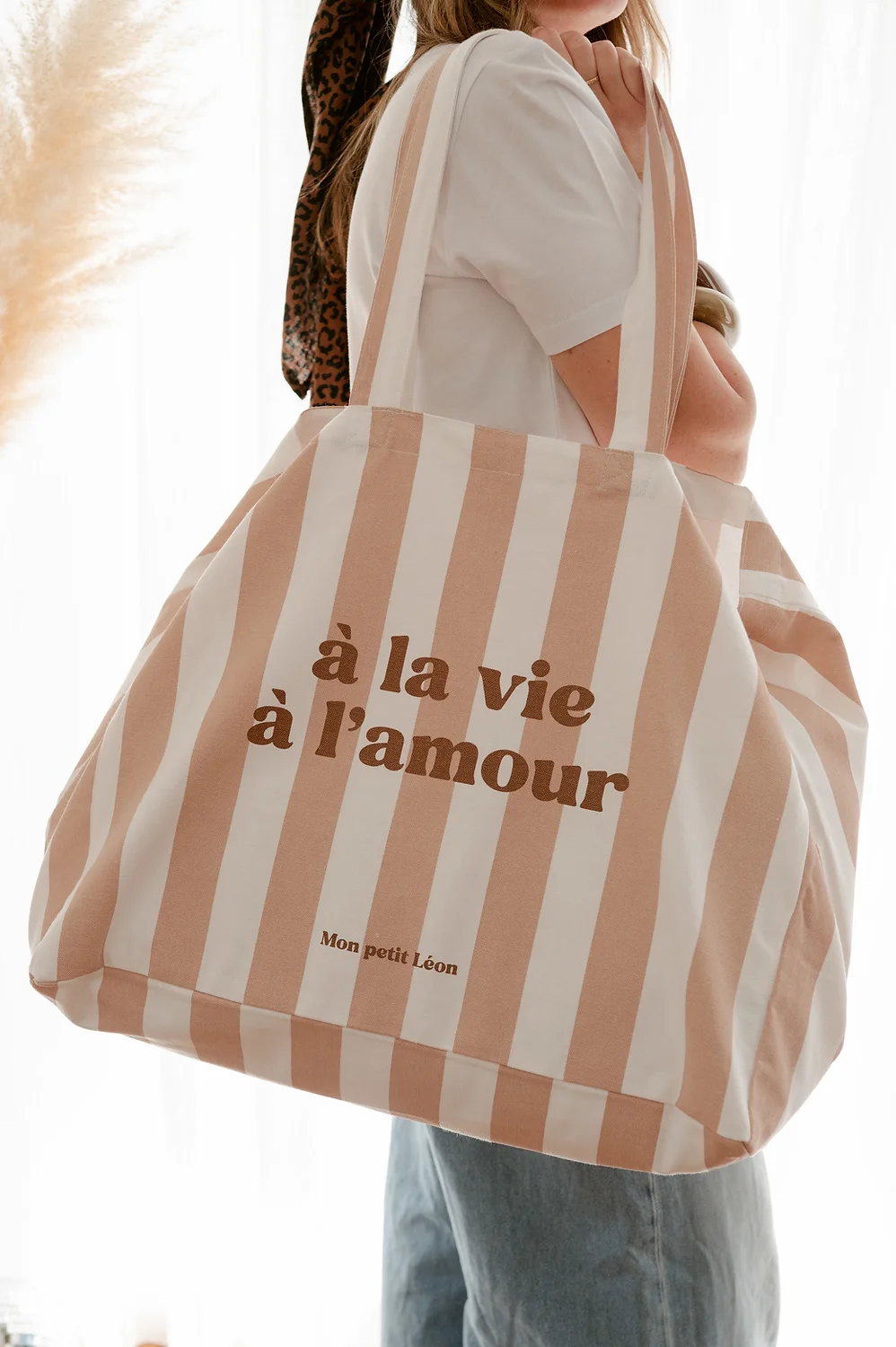Cabas XXL rayé "À la vie, à l'amour"
