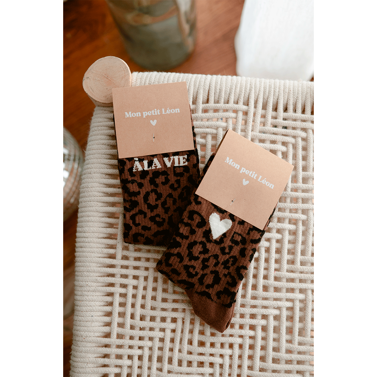 Chaussettes léopard avec coeur
