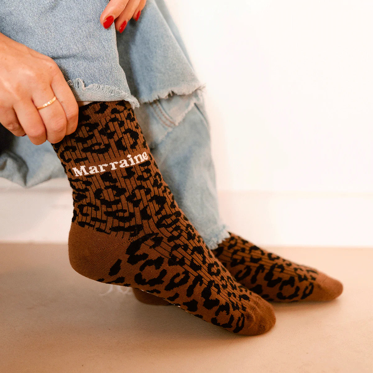 Chaussettes léopard "Marraine"