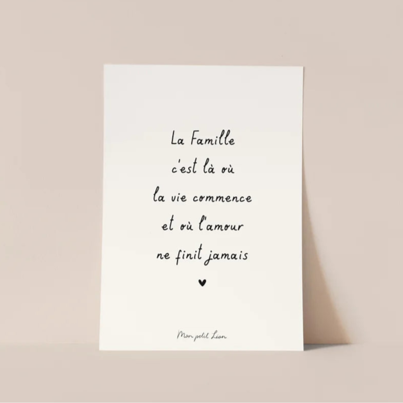 Carte "La Famille c'est là où la vie commence" A6