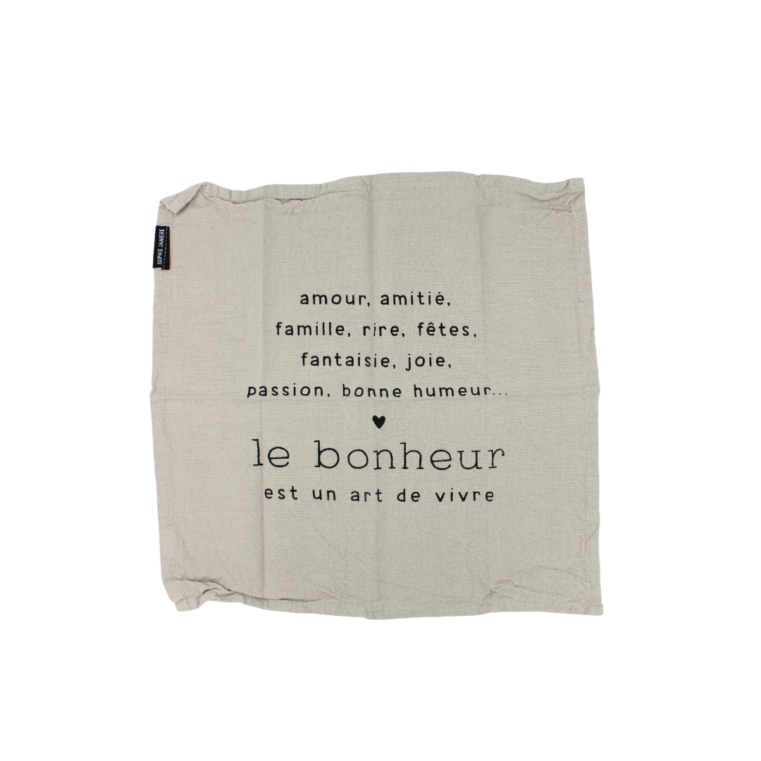 Lot de serviettes "Le bonheur est un art de vivre"