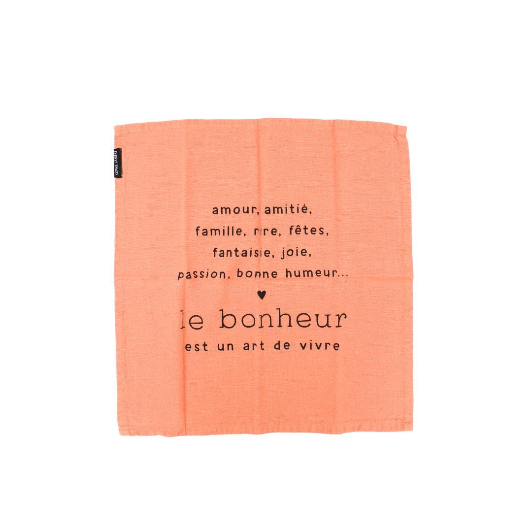 Lot de serviettes "Le bonheur est un art de vivre"