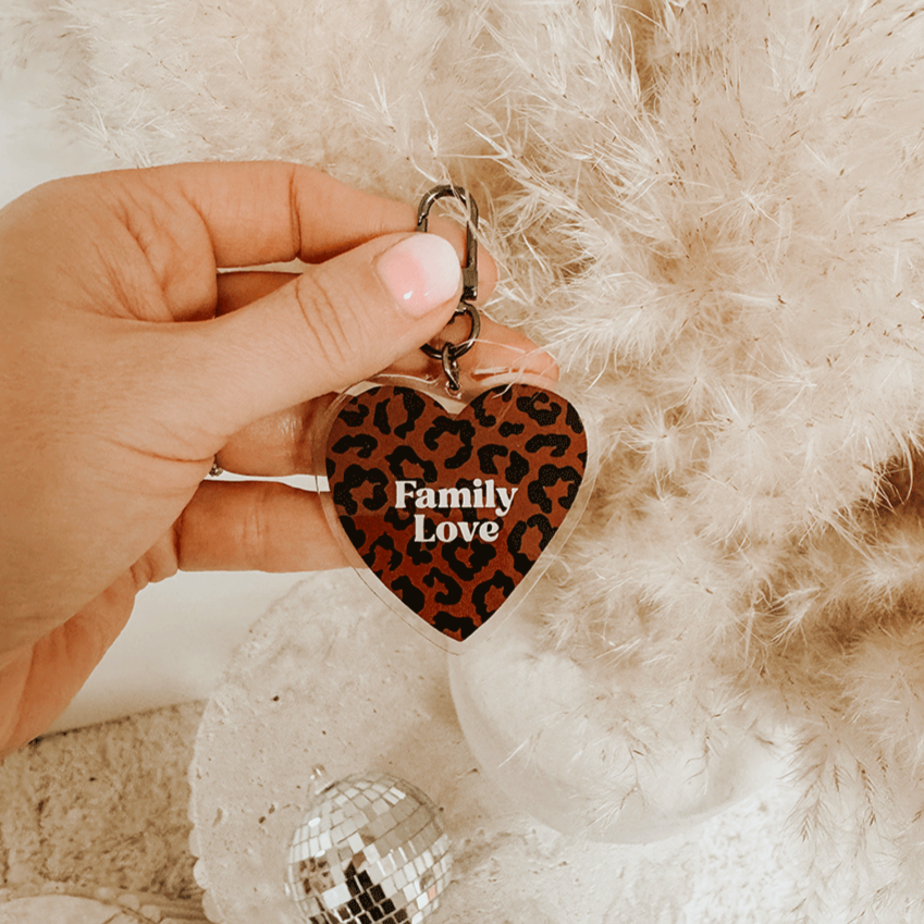 Porte-clés léopard "Family Love"