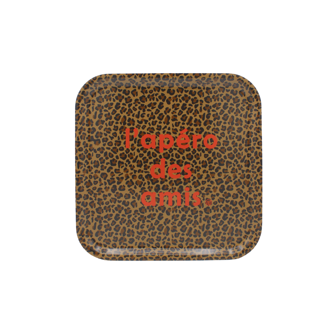 Plateau à motif léopard "L'apéro des amis"