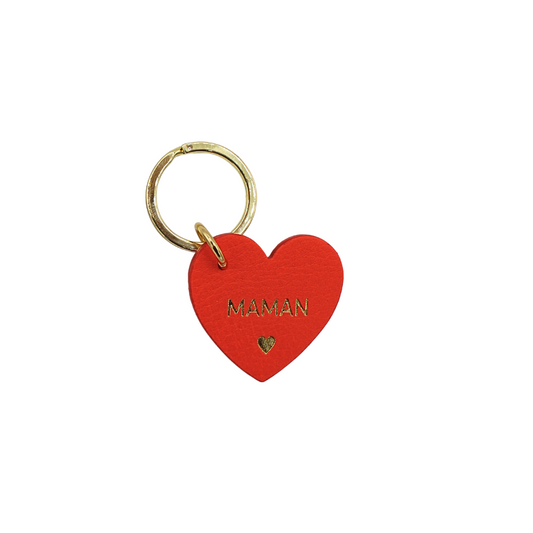 Porte-clés coeur en cuir "Maman"