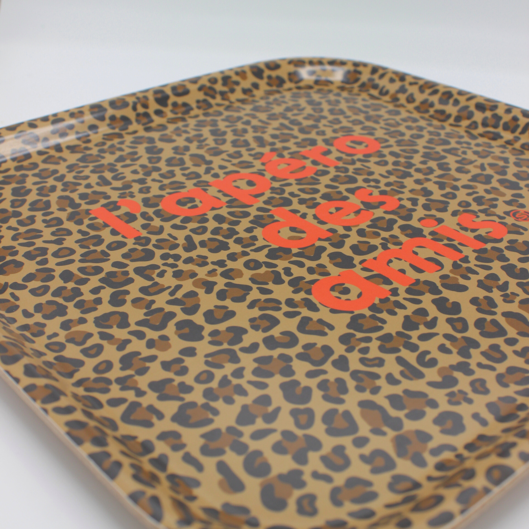 Plateau à motif léopard "L'apéro des amis"