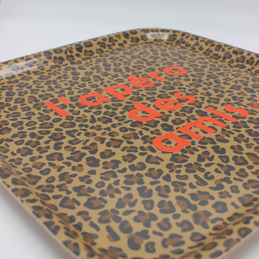 Plateau à motif léopard "L'apéro des amis"