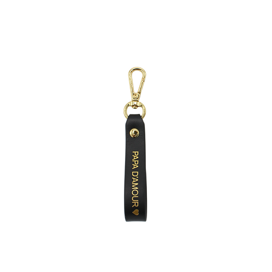 Porte-clés mousqueton en cuir "Papa d'amour"