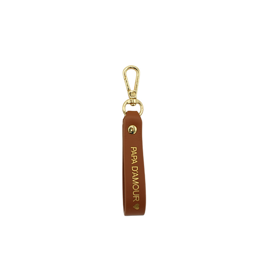 Porte-clés mousqueton en cuir "Papa d'amour"