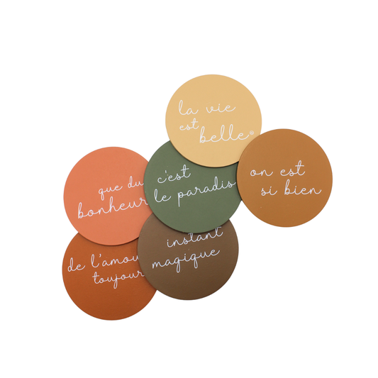 Lot de 6 dessous de verres "La vie est belle"