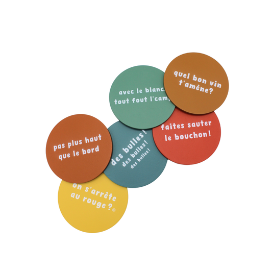 Lot de 6 dessous de verres "Pas plus haut que le bord"