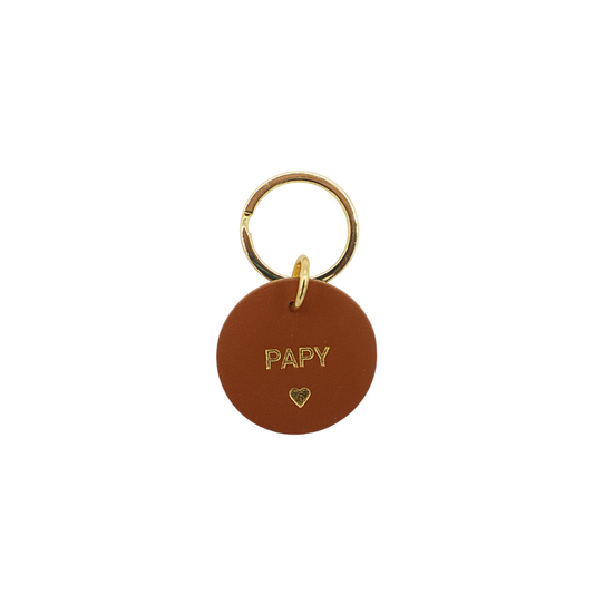 Porte-clés coeur en cuir "Papy"