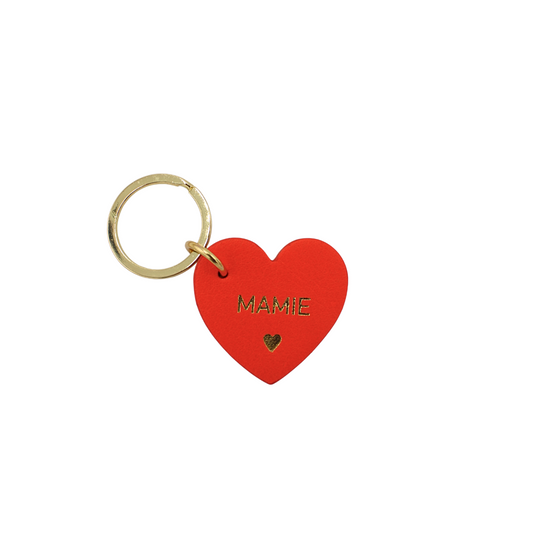 Porte-clés coeur en cuir "Mamie"
