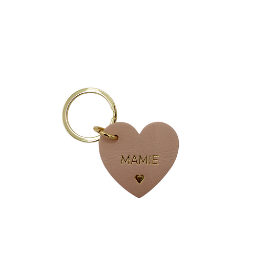 Porte-clés coeur en cuir "Mamie"