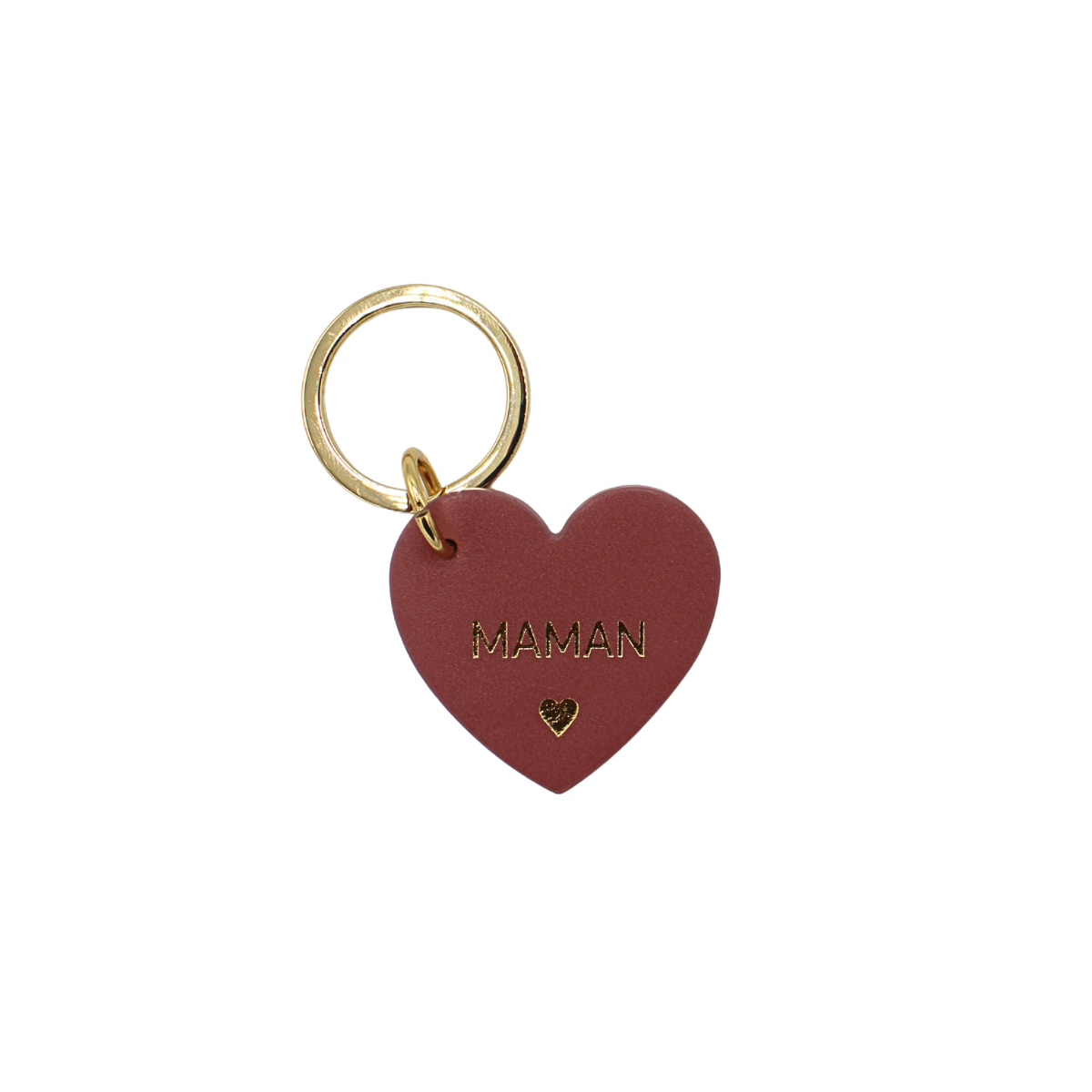 Porte-clés coeur en cuir "Maman"