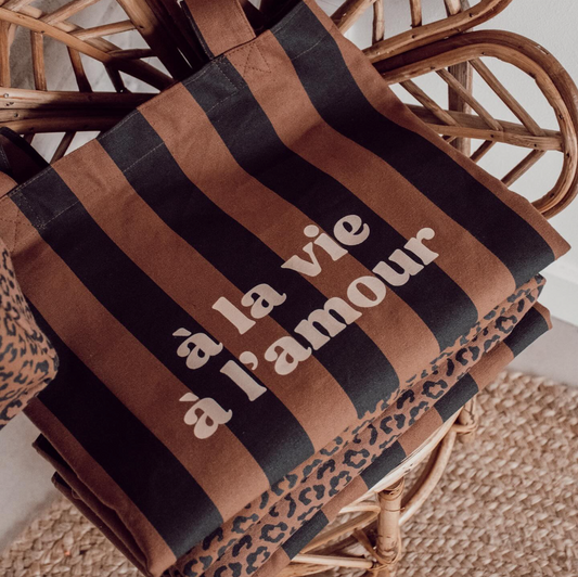 Cabas XXL rayé "À la vie, à l'amour"