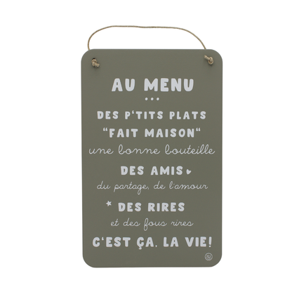 Pancarte à message "Au menu"