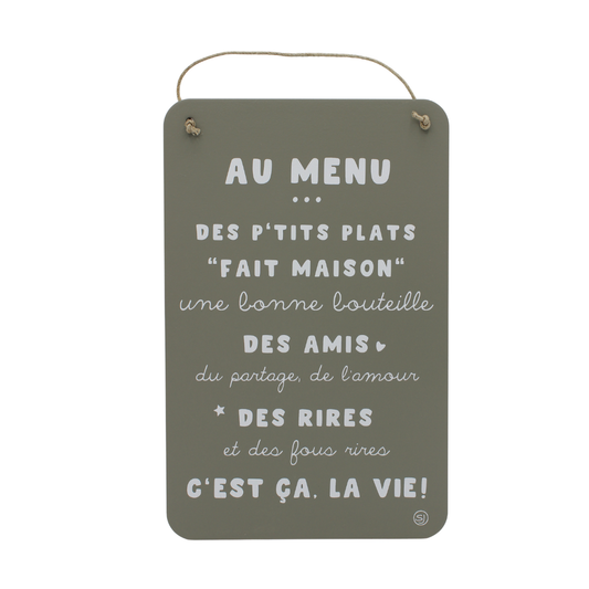 Pancarte à message "Au menu"