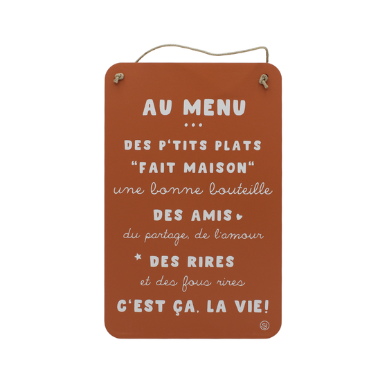 Pancarte à message "Au menu"