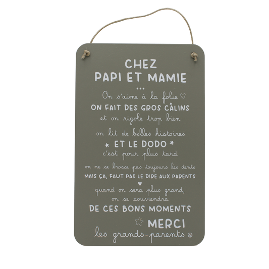Pancarte à message "Papi et mamie"