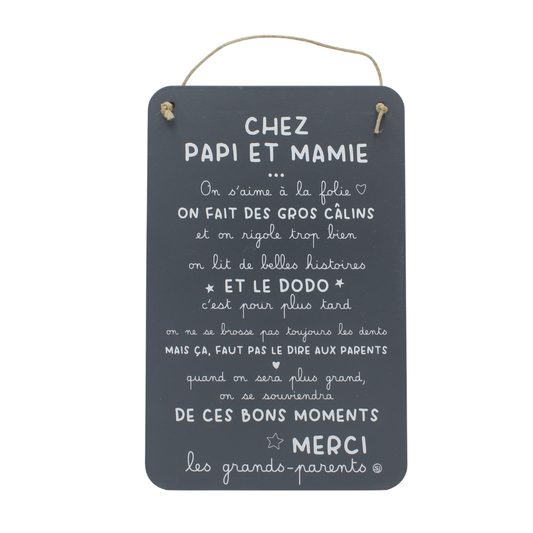 Pancarte à message "Papi et mamie"
