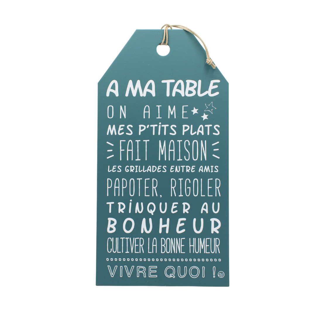Grande plaque décorative "À ma table"