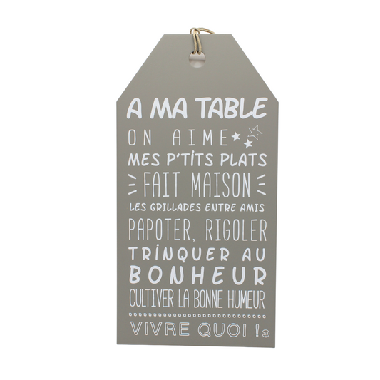 Grande plaque décorative "À ma table"