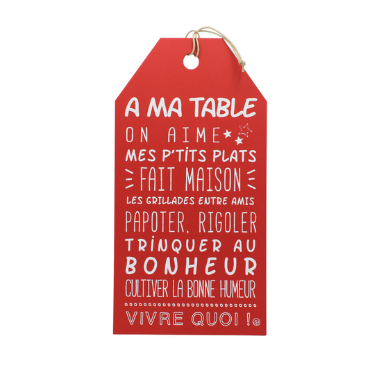 Grande plaque décorative "À ma table"