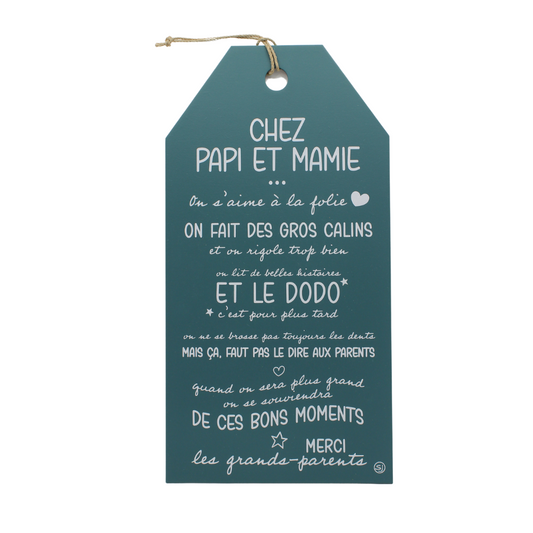Grande plaque décorative "Chez papi et mamie"