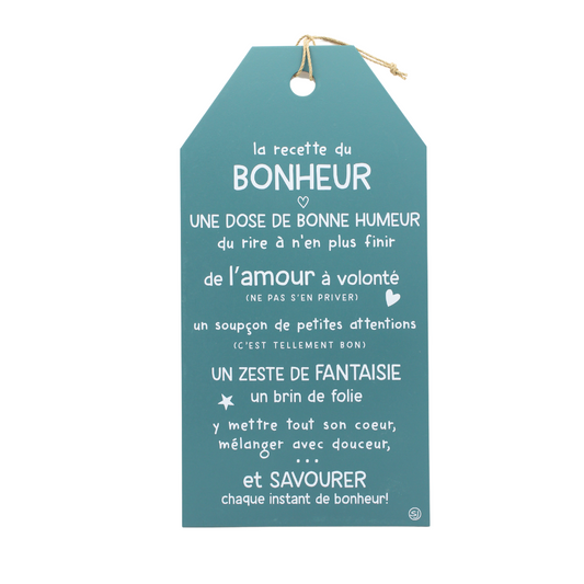 Grande plaque décorative "La recette du bonheur"