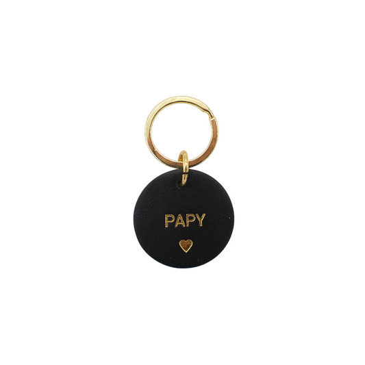Porte-clés coeur en cuir "Papy"