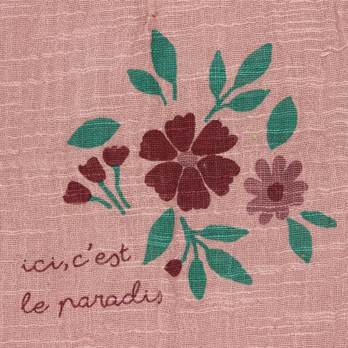 Essuie mains fleur "Ici, c'est le paradis"