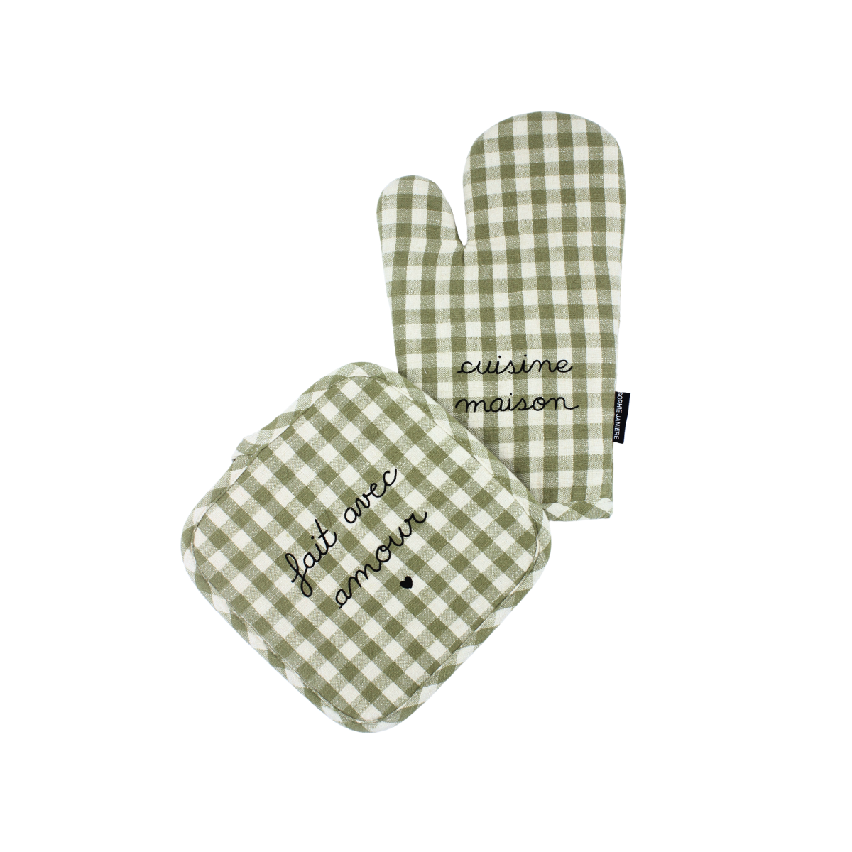 Ensemble gant et manique "Fait avec amour"
