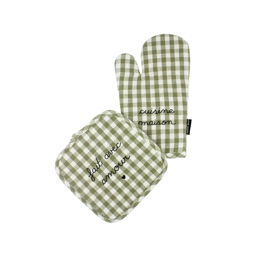 Ensemble gant et manique "Fait avec amour"