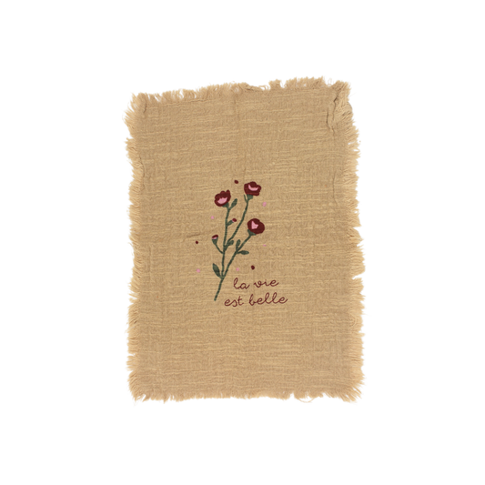 Essuie mains fleur "La vie est belle"