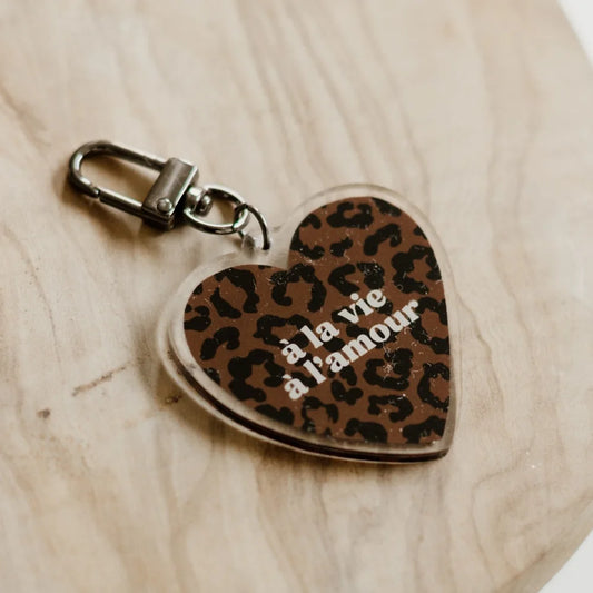 Porte-clés léopard "À la vie, à l'amour"