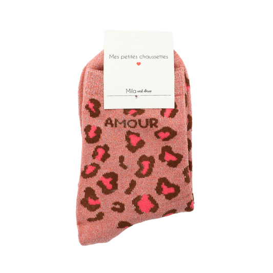 Chaussettes "Amour" léopard