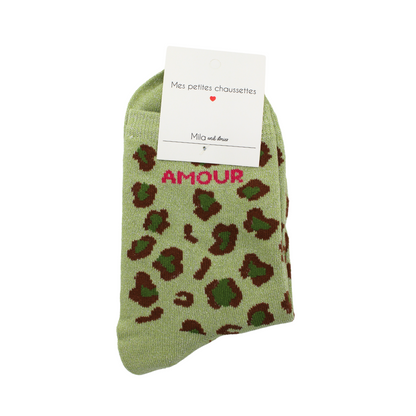 Chaussettes "Amour" léopard