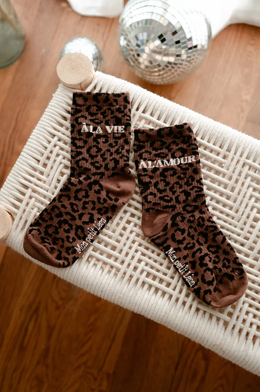 Chaussettes léopard "À la vie, à l'amour"