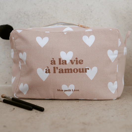 Trousse de toilette coeurs "À la vie, à l'amour"