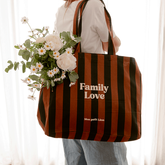 Cabas XXL rayé "Family Love"
