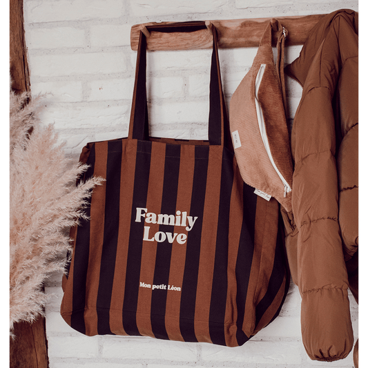 Cabas XXL rayé "Family Love"