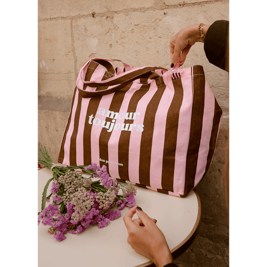 Cabas XXL rayé "Amour toujours"