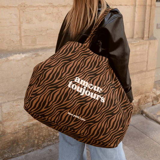 Cabas XXL zèbre "Amour toujours"