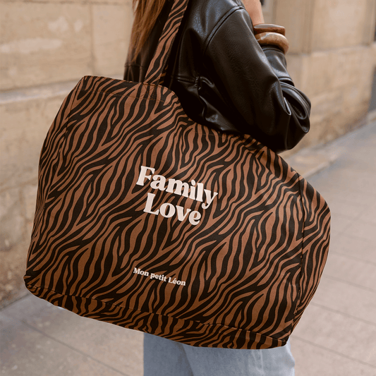 Cabas XXL zèbre "Family love"